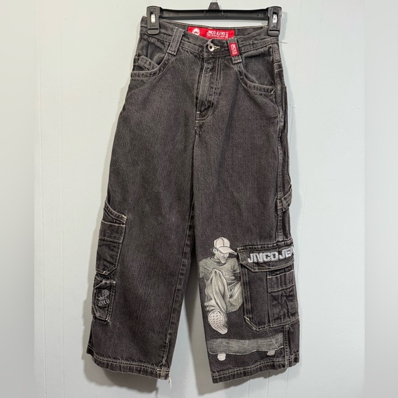 Boy/Young Mens JNCO Jeans Size 10. Deadstock Y2K Skateboarder Wide Leg Black.